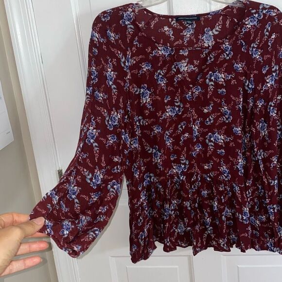 American Eagle Outfitters floral printed boho blouse size L - Picture 4 of 10